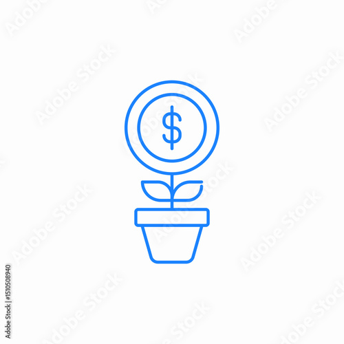 financial growth plant icon sign vector