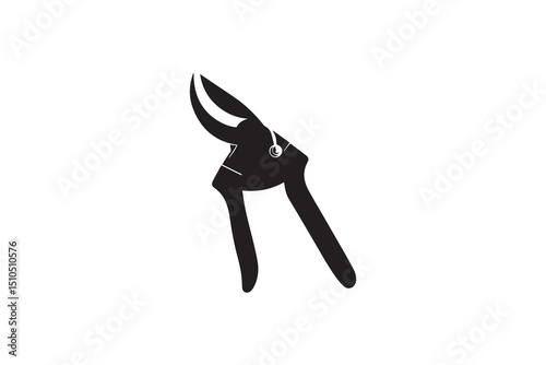 A black-and-white pruners against a white background in a straightforward and inconspicuous vector silhouette  