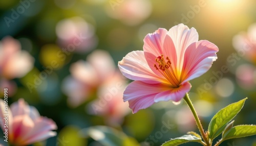 create a seamless digital illustration of a vibrant flower in full bloom, bathed in soft ivory tones and positioned under a radiant glow