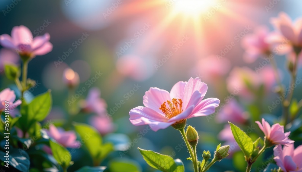 Fototapeta premium create a beautiful and seamless background image featuring a delicate flower positioned under a rim light, optimize the position for photo use