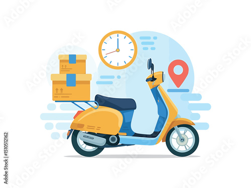 A Colorful Illustration of Fast and Reliable Delivery Scooter Service