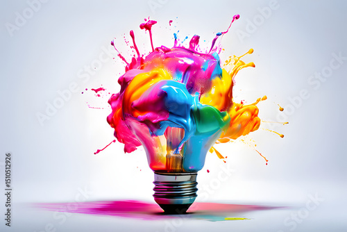 light bulb with colorful splashes
