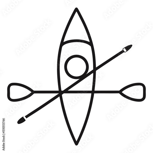 Kayak paddle icon water sports summer adventure recreation