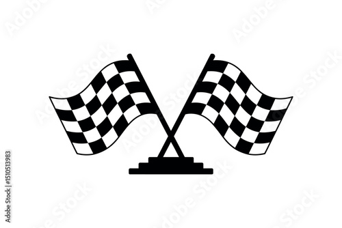 Crossed Checkered Flags Finish Line, Racing, Competition, Victory, Success