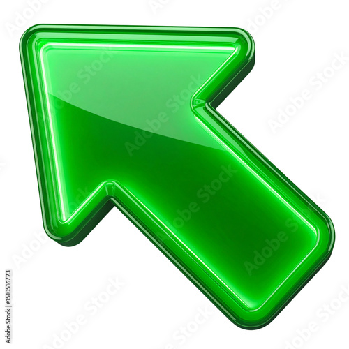 Curved Neon Green Arrow with Soft Glow Effect – Transparent PNG