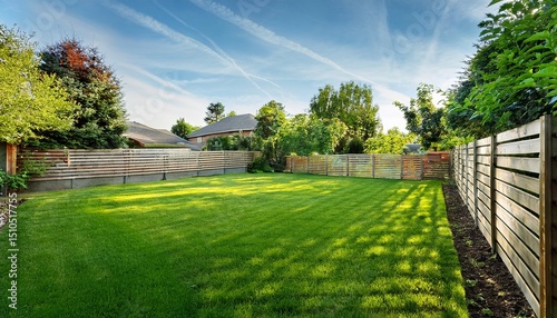 Wallpaper Mural green large fenced backyard with trees Torontodigital.ca