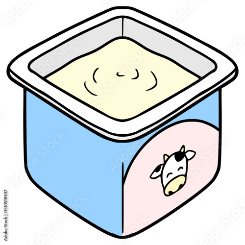 opened yogurt illustration hand drawn isolated vector