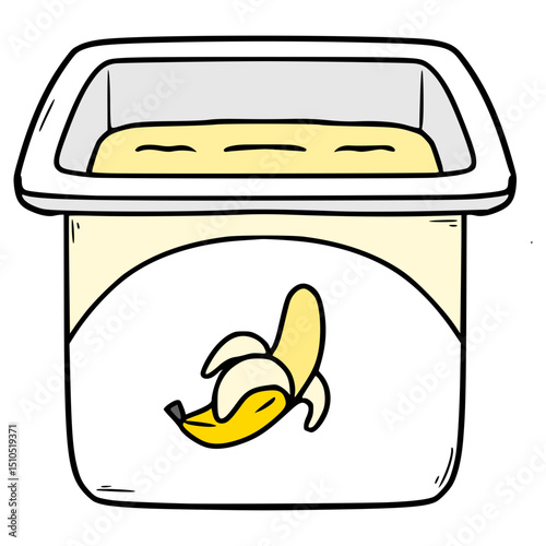 opened banana yogurt illustration hand drawn isolated vector