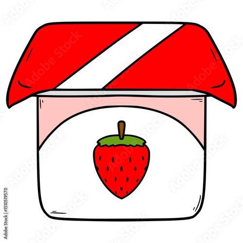 strawberry yogurt illustration hand drawn isolated vector