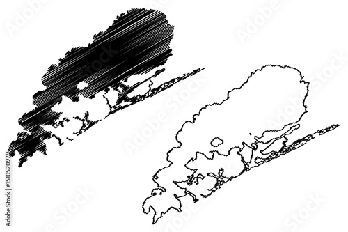 Lake Chilika (Republic of India) map vector illustration, scribble sketch map