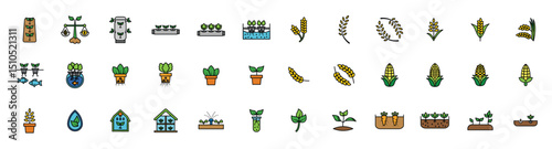 Array of 36 agriculturerelated icons