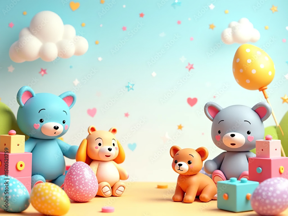 Naklejka premium easter bunny and eggs