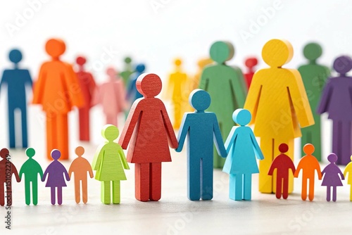 Colorful 3D Render of Diverse Group of People Representing Unity and Community on white background 