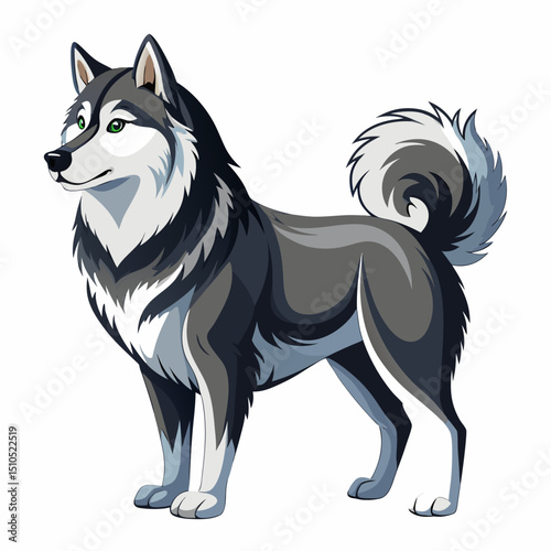 Vector Art of Alaskan Malamute – Large Northern Dog Puppy
