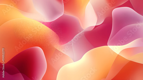 Vibrant pink orange yellow translucent petal shapes soft light abstract glow