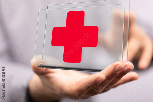 Person holding a transparen...