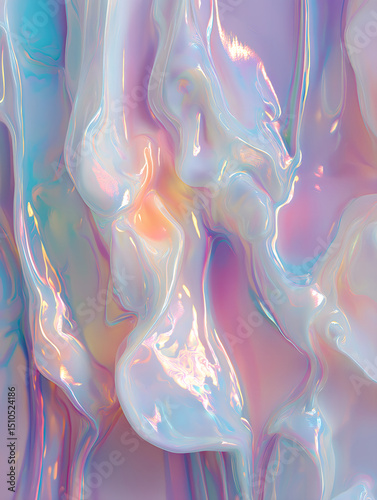 Pearlescent metallic liquid cool blue lavender folds abstract vertical look