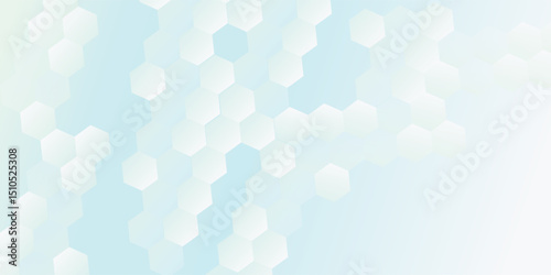 Abstract blue and white hexagon background. Futuristic digital hi-technology banner. Healthcare background. Vector