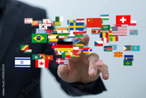 Принти на полотні Image of diverse flags representing global reach and international business opportunities