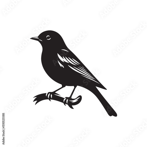 **"Vibrant Eastern Bluebird Vector Silhouette: Cheerful Songbird Design Featuring Rounded Body, Upright Posture, and Distinctive Color Pattern in Clean, Minimalist Style for Crafts and Digital Art"**
