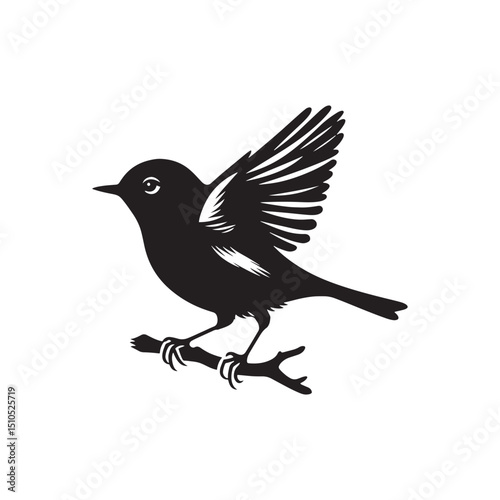 **"Vibrant Eastern Bluebird Vector Silhouette: Cheerful Songbird Design Featuring Rounded Body, Upright Posture, and Distinctive Color Pattern in Clean, Minimalist Style for Crafts and Digital Art"**
