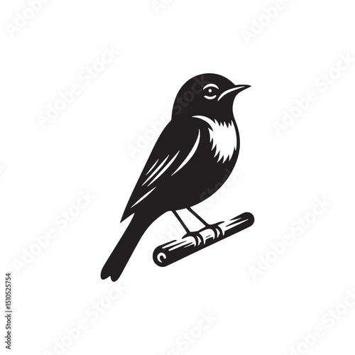 **"Vibrant Eastern Bluebird Vector Silhouette: Cheerful Songbird Design Featuring Rounded Body, Upright Posture, and Distinctive Color Pattern in Clean, Minimalist Style for Crafts and Digital Art"**
