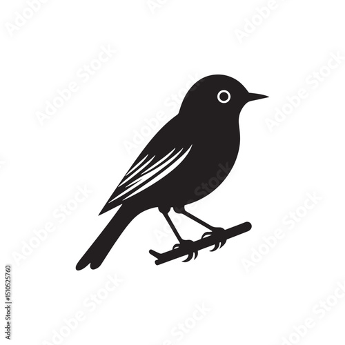 **"Vibrant Eastern Bluebird Vector Silhouette: Cheerful Songbird Design Featuring Rounded Body, Upright Posture, and Distinctive Color Pattern in Clean, Minimalist Style for Crafts and Digital Art"**
