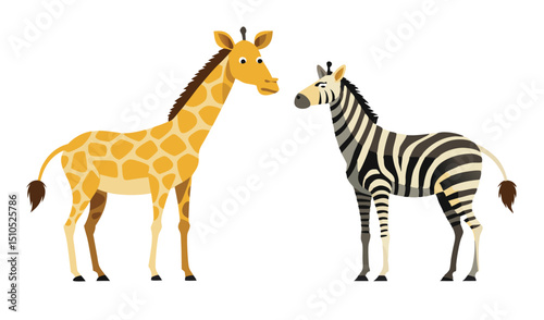 Cartoon Giraffe and Zebra Illustration Featuring Striped Fur and Yellow Spot Patterned Skin