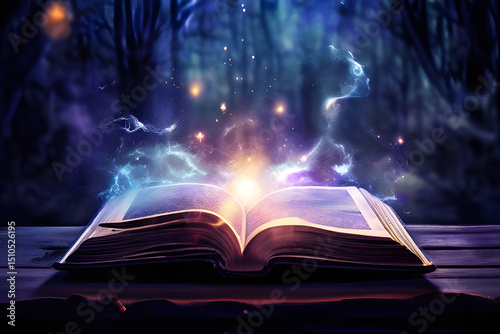 magic book with magic light