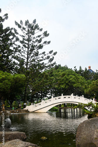 Beautiful Pond with ducks and fish at Chiang Kai Shek Memorial Hall
