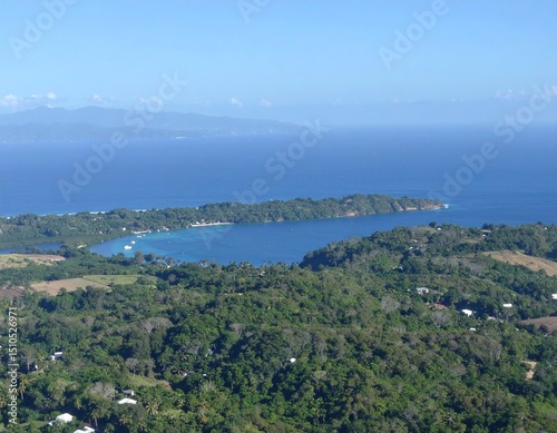 Wallpaper Mural drone photo of pacific island in ocean Torontodigital.ca
