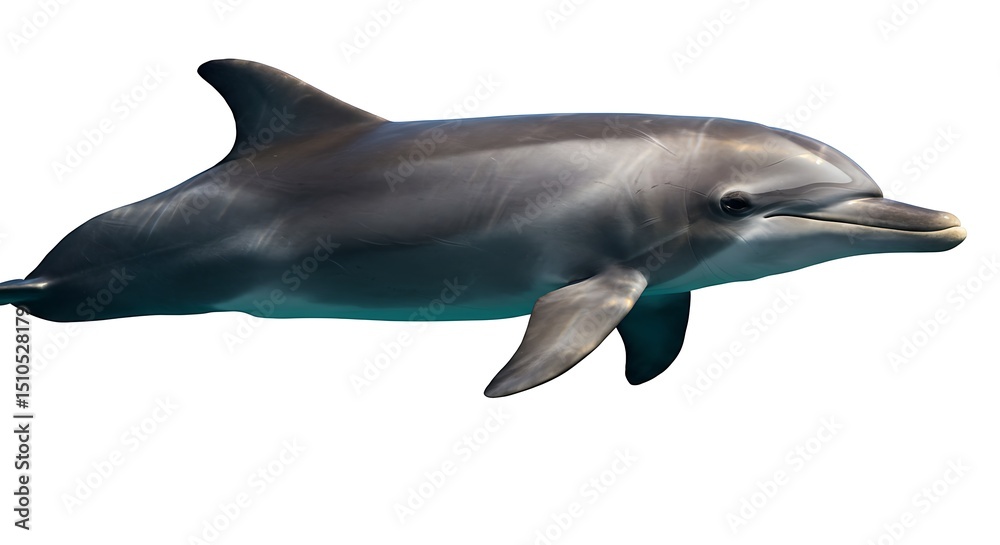 Naklejka premium Graceful Dolphin: Underwater Elegance in a Natural Pose