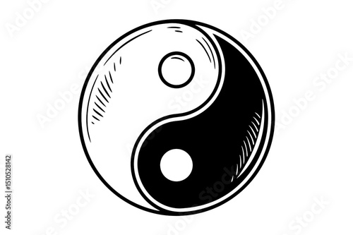 Yin Yang Harmony Balance Duality Eastern Philosophy Asian Culture Zen Buddhism Meditation Symbolism Abstract Sketch and