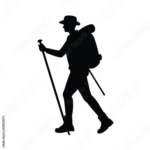 Hiker vector silhouette