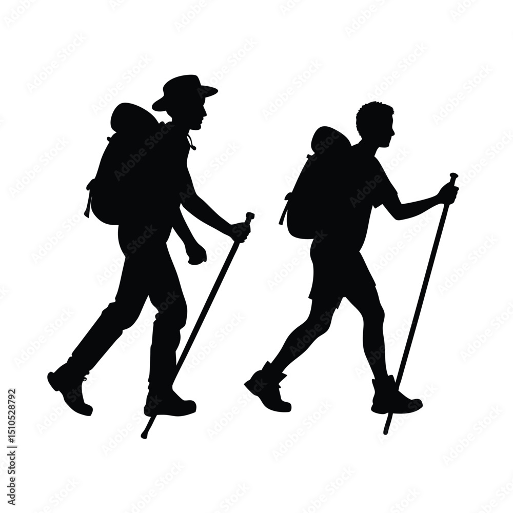 Naklejka premium Hikers vector silhouette