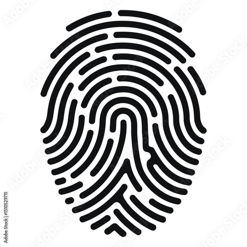 Digital fingerprint. A simple, clean, and stylized black and white graphic of a fingerprint.