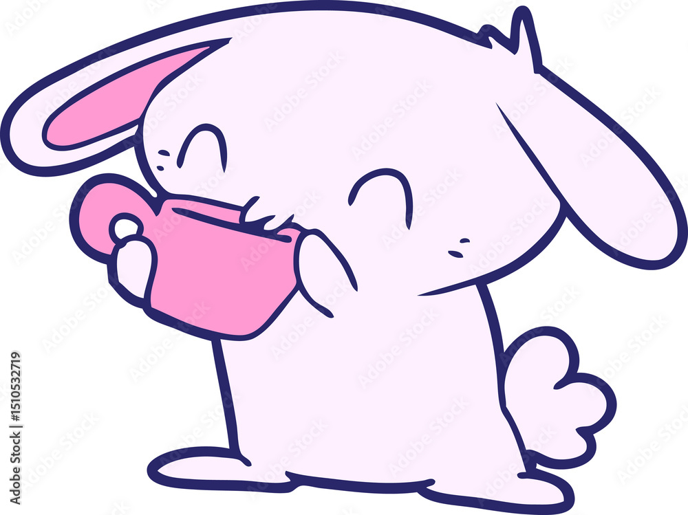 Fototapeta premium cartoon rabbit drinking tea