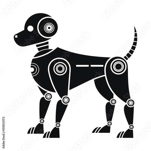 Futuristic robot dog silhouette for technology design