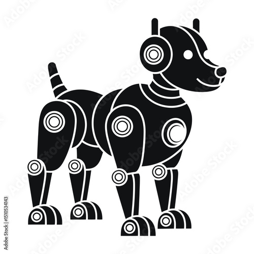 Futuristic robot dog silhouette for technology design