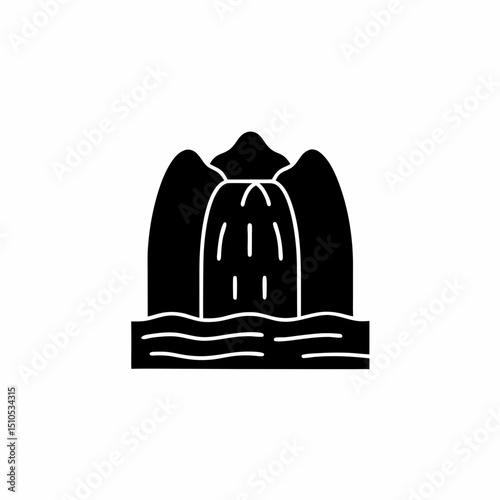 creative and simple minimal details Outline silhouette cascading waterfall Icon vector illustration