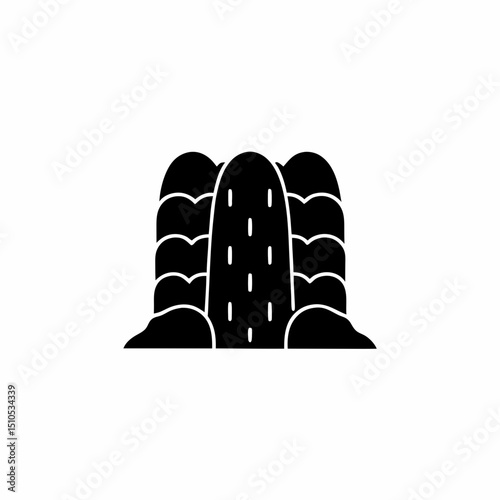 creative and simple minimal details Outline silhouette cascading waterfall Icon vector illustration