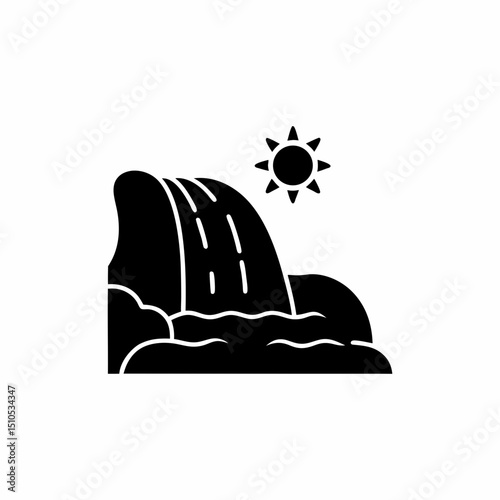 creative and simple minimal details Outline silhouette cascading waterfall Icon vector illustration