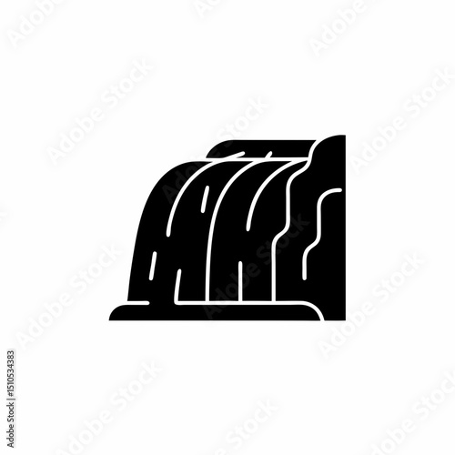 creative and simple minimal details Outline silhouette cascading waterfall Icon vector illustration