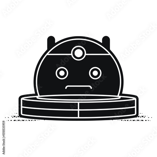 Robot vacuum cleaner. A clean, bold silhouette of a vacuum cleaner, perfect for use in advertising, logos, or general household cleaning themes.