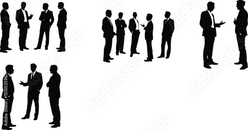 Business people silhouettes meeting networking collaboration teamwork communication conference group