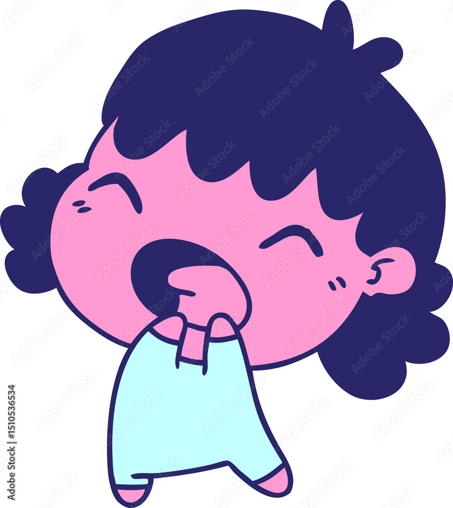 Obraz premium freehand drawn cartoon of cute kawaii baby girl