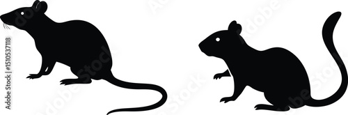 Black rat silhouette vector illustration for pest control and animal clip art design needs