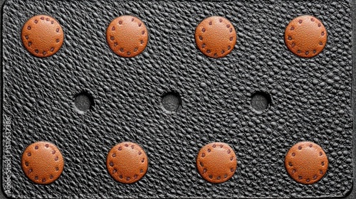 Textured Black Metal Plate with Copper Studs and Precision Drilled Holes photo