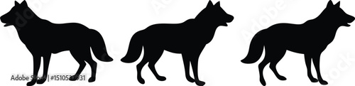 Three wolf silhouette vector image for graphic design and illustration projects download now free