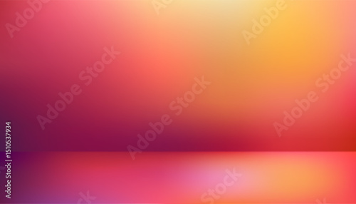 Studio background with blurry abstract with gradient neon light in orange, yellow, red, purple on interior wall room for Technology product design display presentation, Vector multi colored backdrop